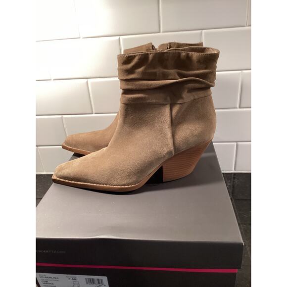 NWT Vince Camuto Women's Leather Suede Nerlinji Ankle Boots Brown Size 7.5M - Picture 3 of 9